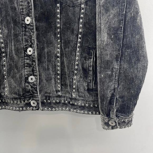 POL Black Corduroy Silver Studded Oversized Button Up Jacket - Picture 5 of 7